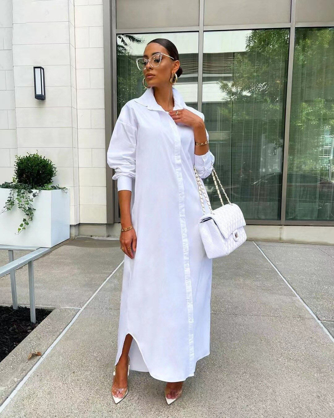 Women’s Shirt Dress Button Down Long Sleeve | Maxi