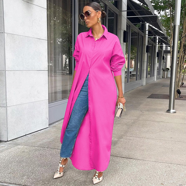 Women’s Shirt Dress Button Down Long Sleeve | Maxi