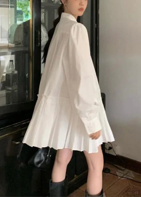 Women’s Shirt Dress Pleated Long Sleeve | Mini