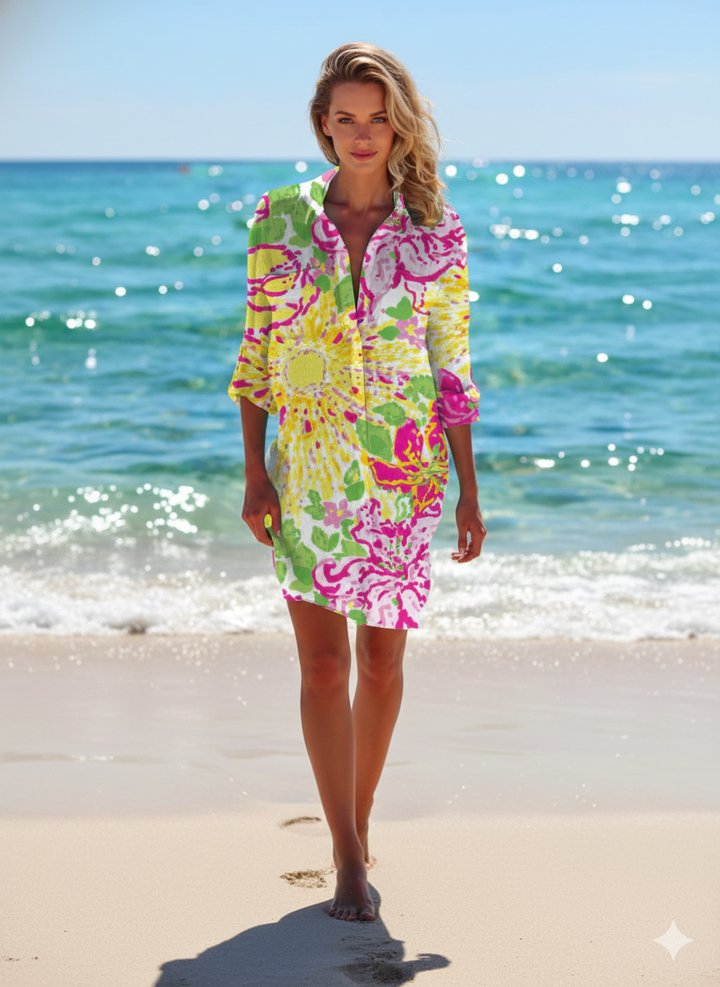 Women's Shirt Dress Tie-Dye Print | Beach Wear