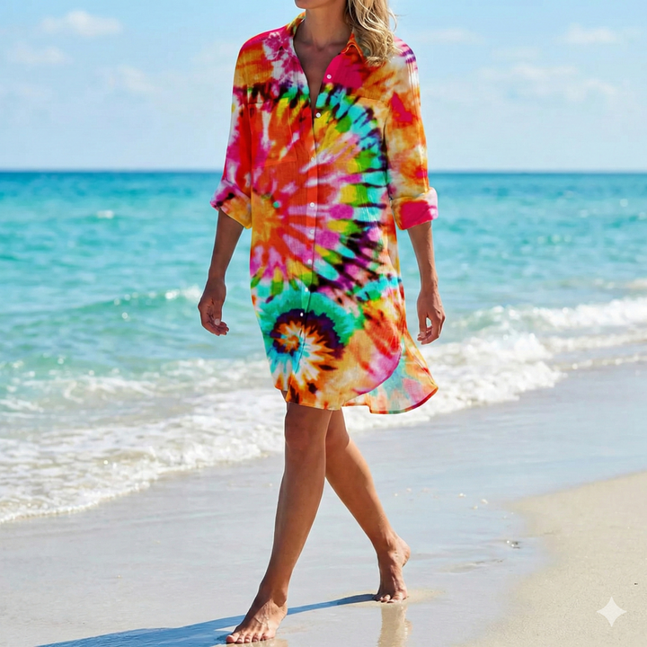 Women's Shirt Dress Tie-Dye Print | Beach Wear