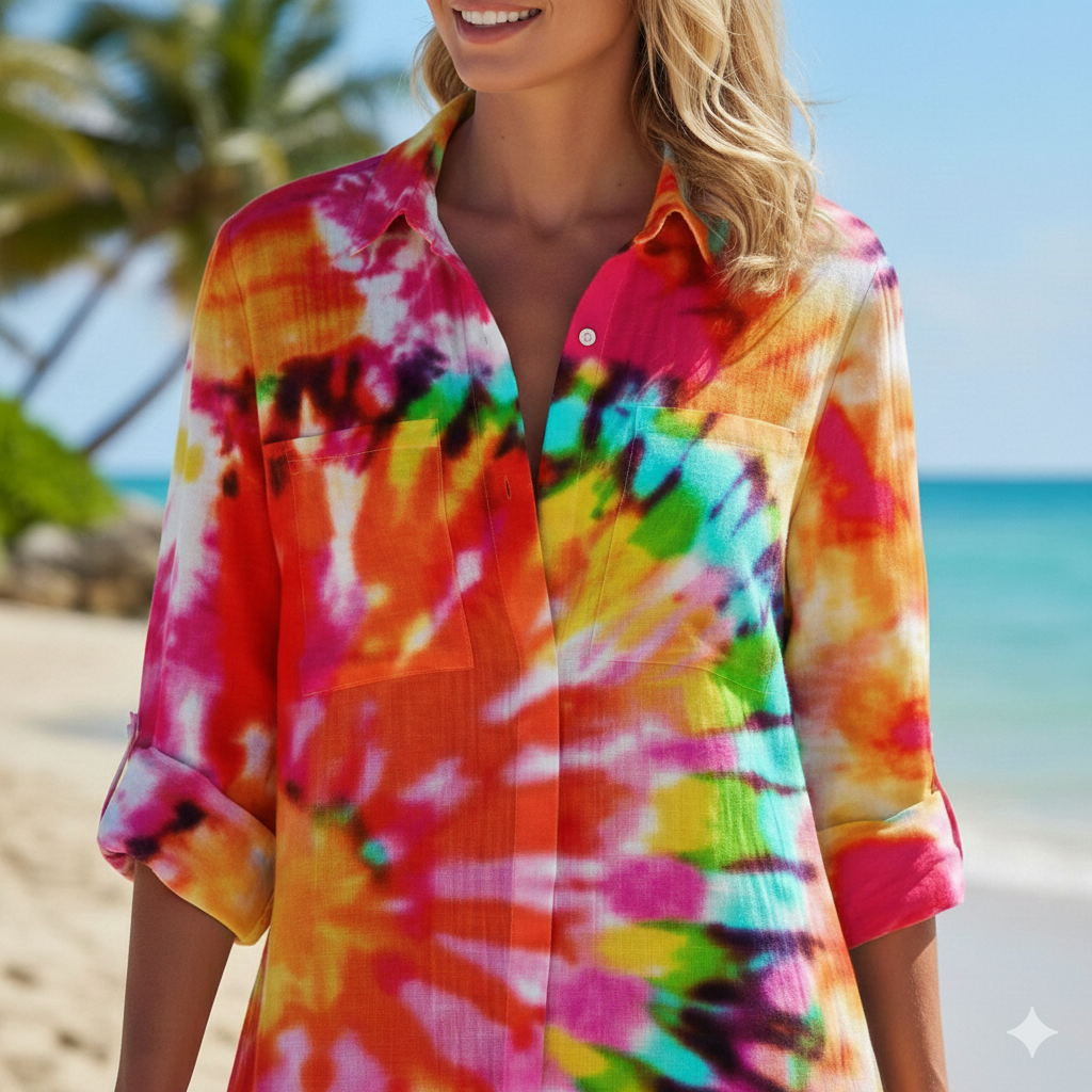 Women's Shirt Dress Tie-Dye Print | Beach Wear