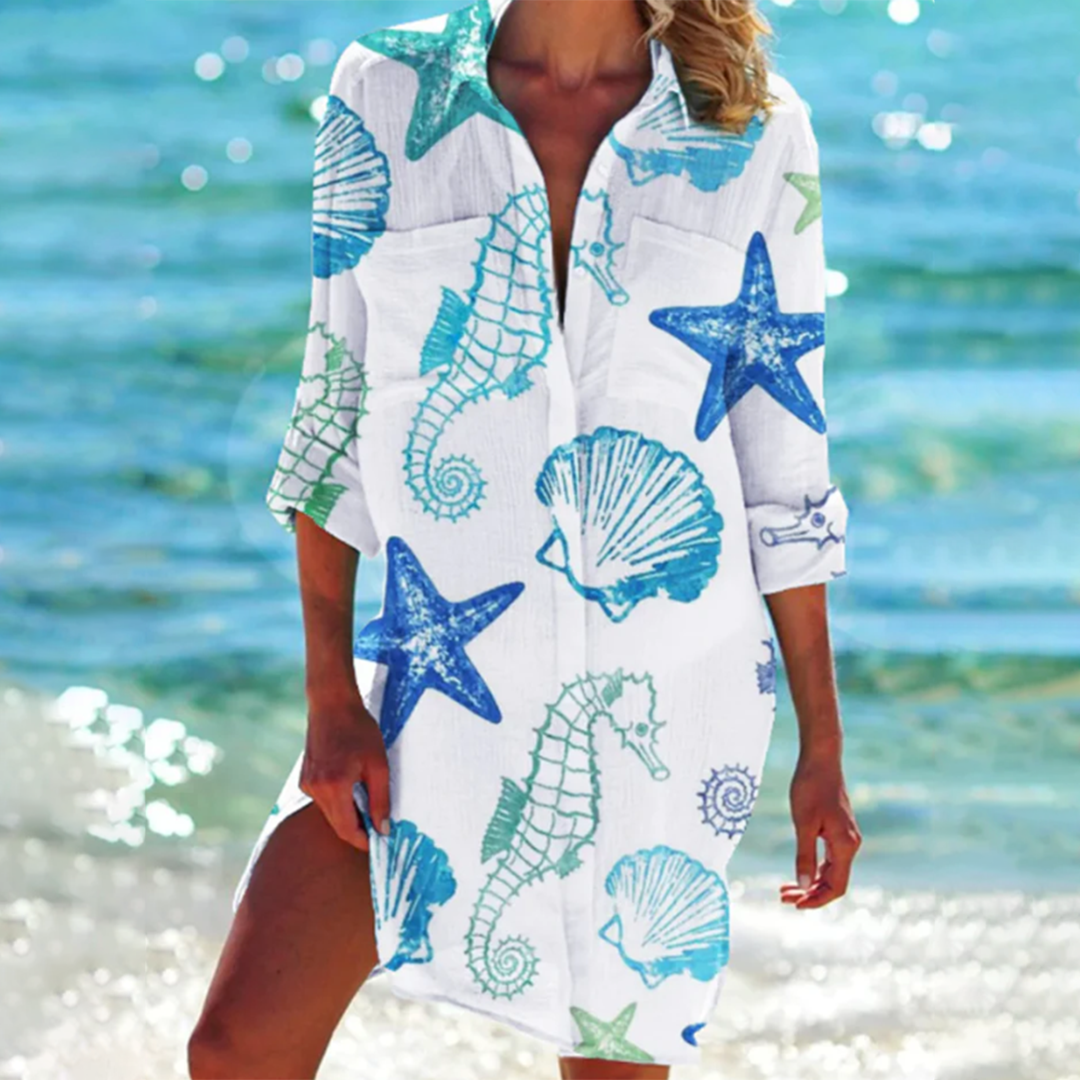 Women's Shirt Dress Tie-Dye Print | Beach Wear