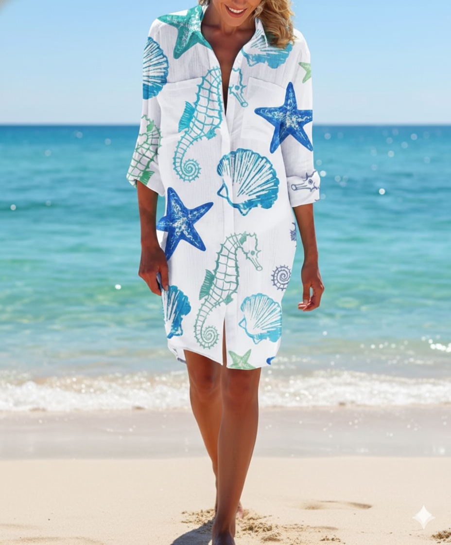 Women's Shirt Dress Tie-Dye Print | Beach Wear