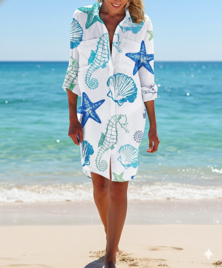 Women's Shirt Dress Tie-Dye Print | Beach Wear