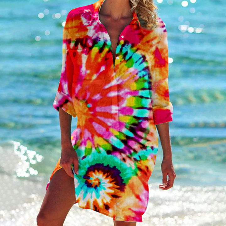 Women's Shirt Dress Tie-Dye Print | Beach Wear