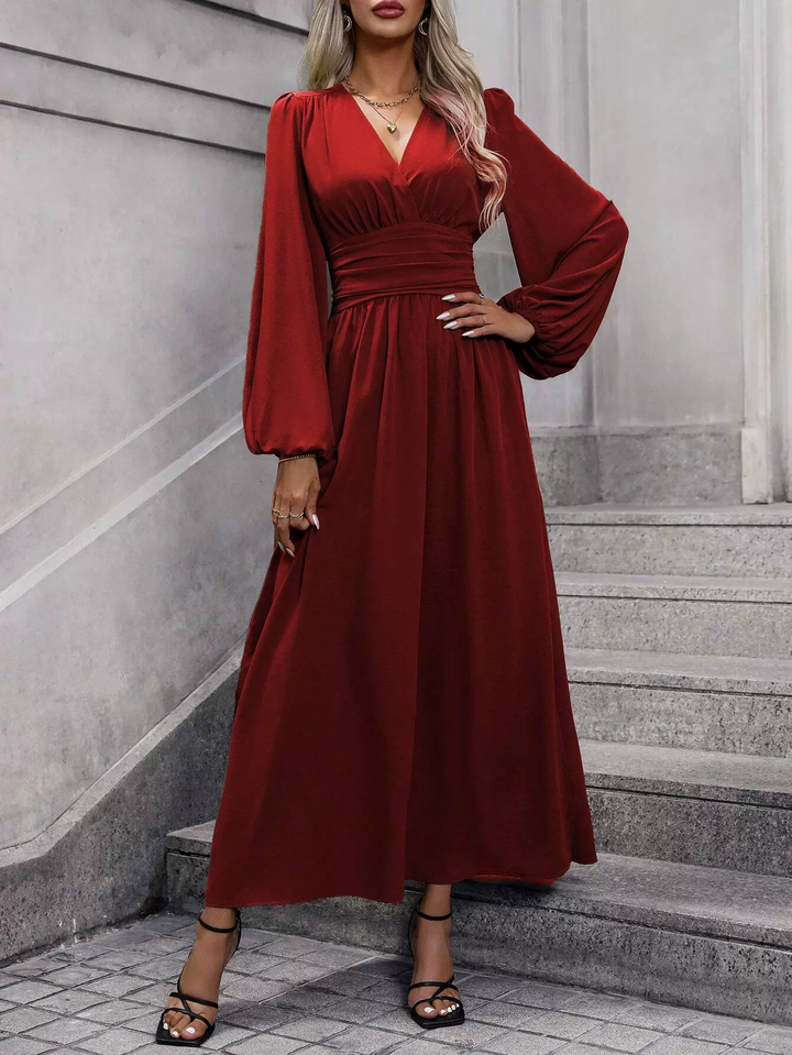 Women's Slit Dress Long Sleeve Midi | Wedding Guest