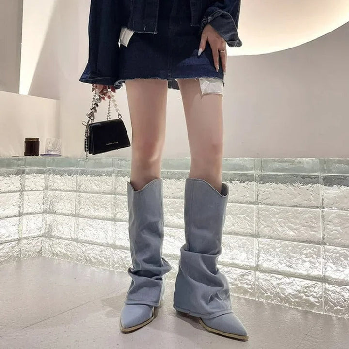 Women's Slouchy Knee High Boots with Cowgirl Style | Pointed Toe