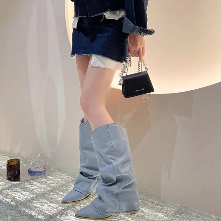 Women's Slouchy Knee High Boots with Cowgirl Style | Pointed Toe