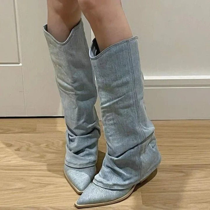 Women's Slouchy Knee High Boots with Cowgirl Style | Pointed Toe