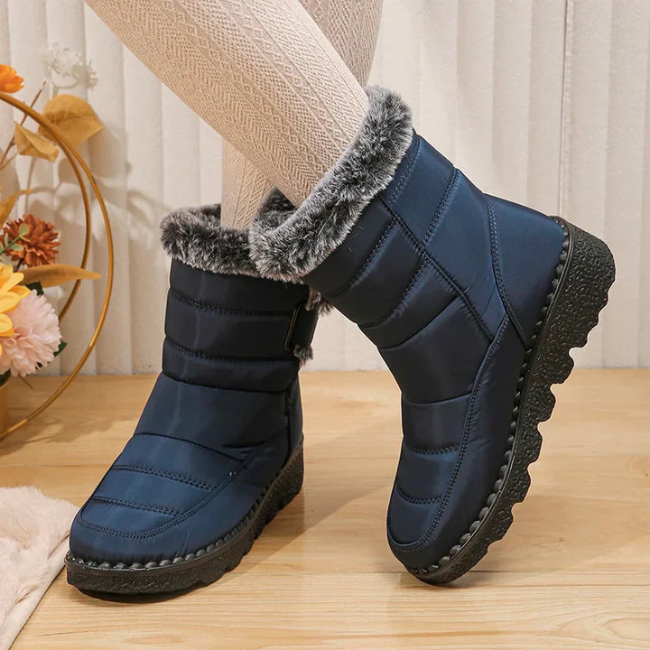Women's Snow Boots Mid-Calf Quilted Strap | Plush Trim