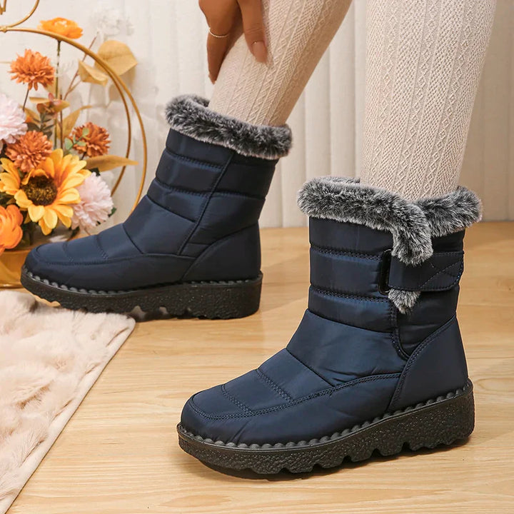 Women's Snow Boots Mid-Calf Quilted Strap | Plush Trim