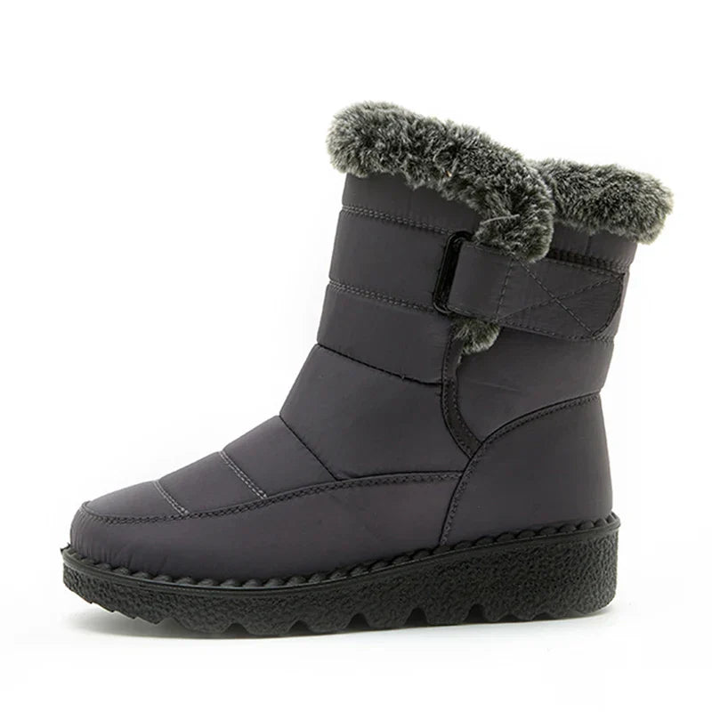 Women's Snow Boots Mid-Calf Quilted Strap | Plush Trim
