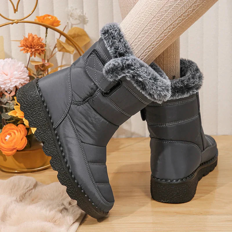 Women's Snow Boots Mid-Calf Quilted Strap | Plush Trim