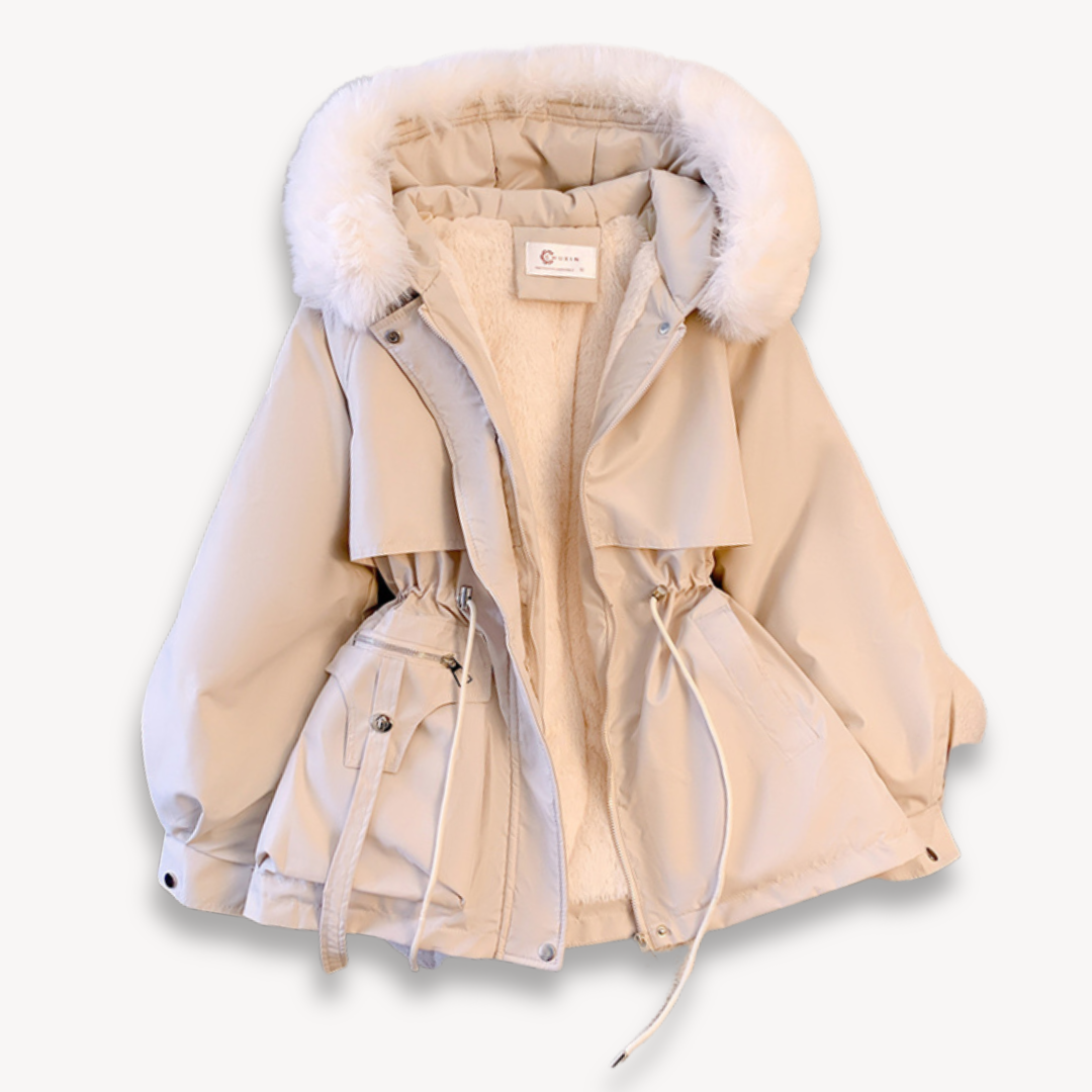 Women's Snow Jacket Hooded Fur Trim Plush Lined | Oversized