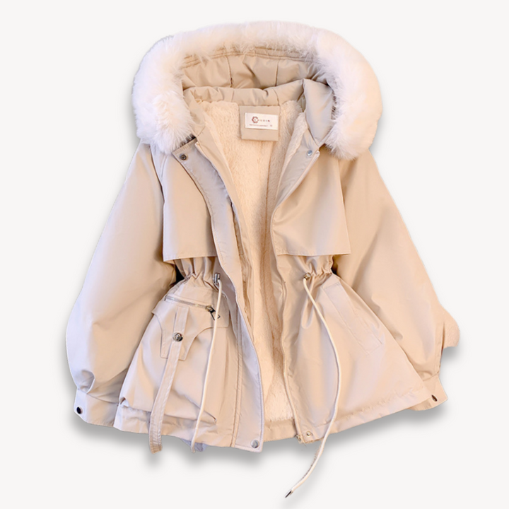 Women's Snow Jacket Hooded Fur Trim Plush Lined | Oversized
