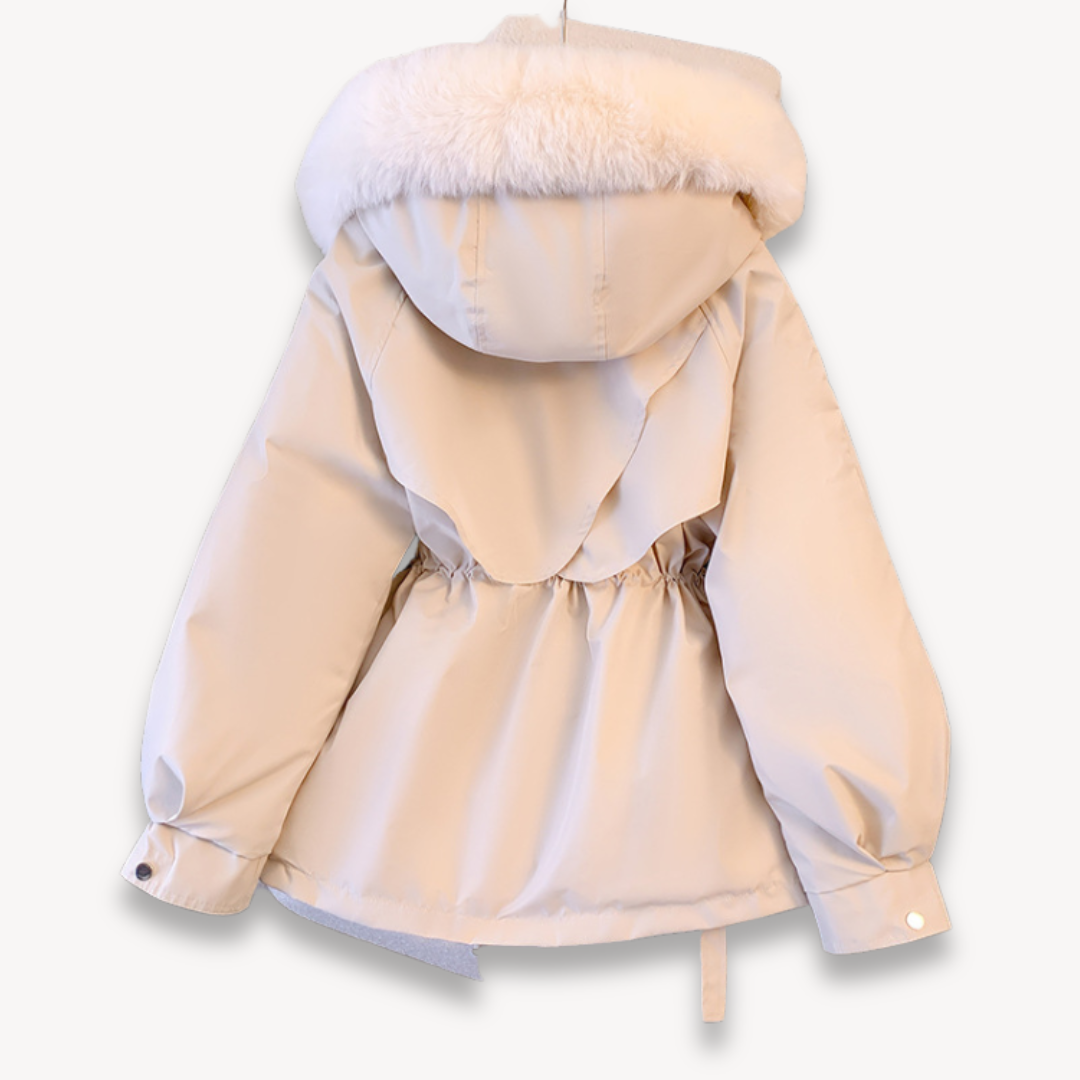 Women's Snow Jacket Hooded Fur Trim Plush Lined | Oversized