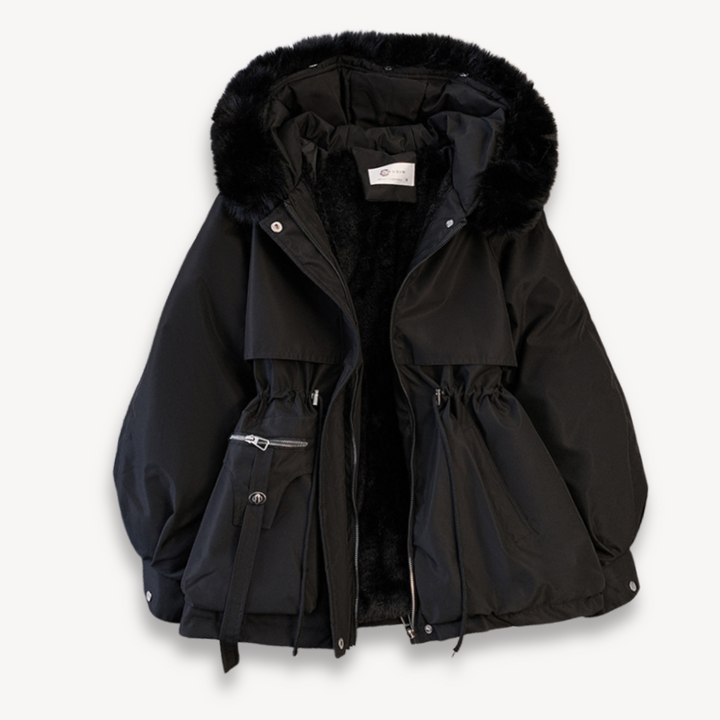 Women's Snow Jacket Hooded Fur Trim Plush Lined | Oversized