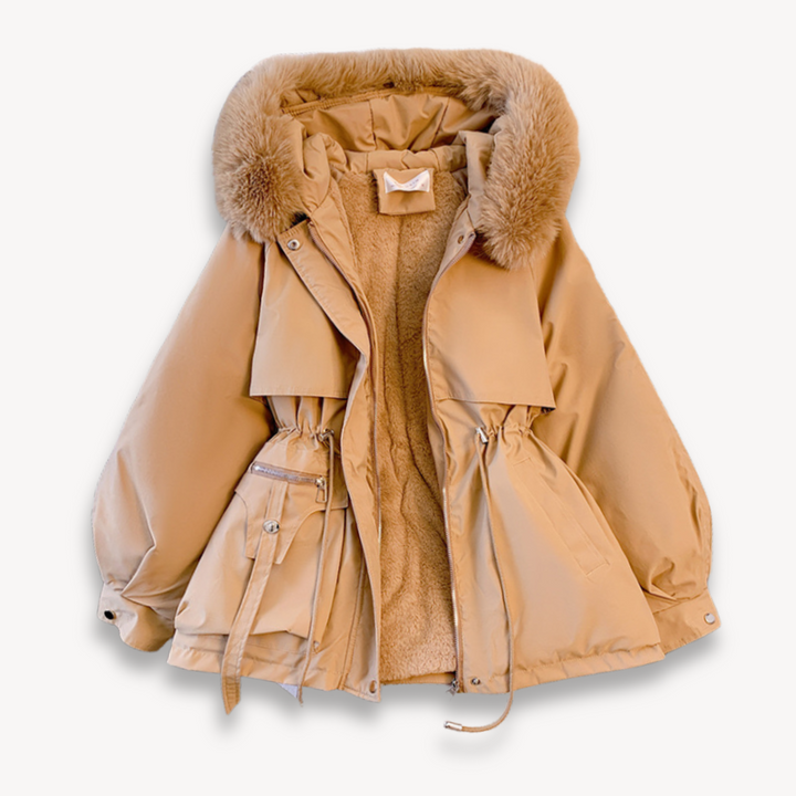 Women's Snow Jacket Hooded Fur Trim Plush Lined | Oversized