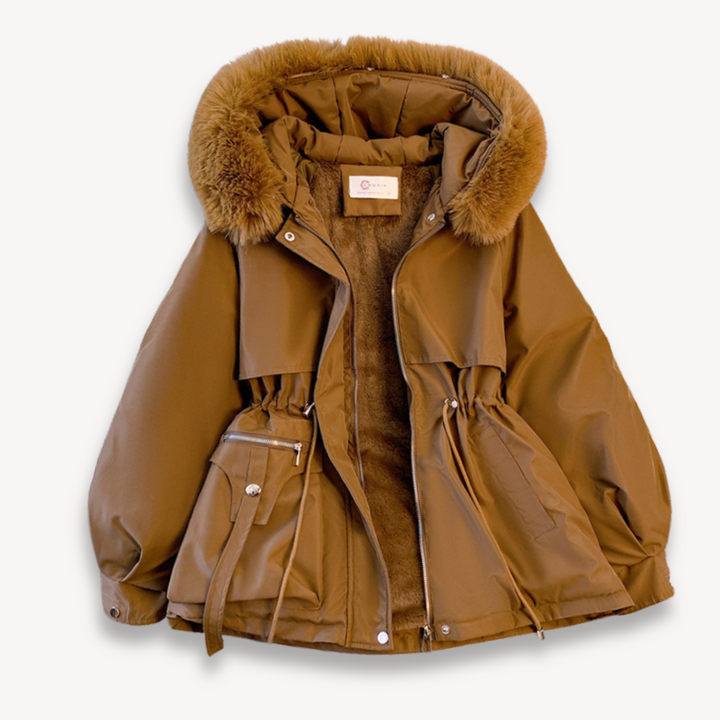 Women's Snow Jacket Hooded Fur Trim Plush Lined | Oversized