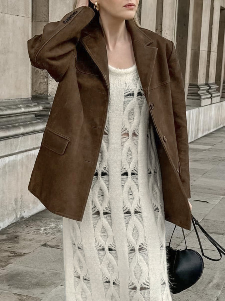 Women's Suede Jacket Oversized | Button-Front