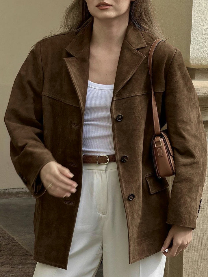 Women's Suede Jacket Oversized | Button-Front