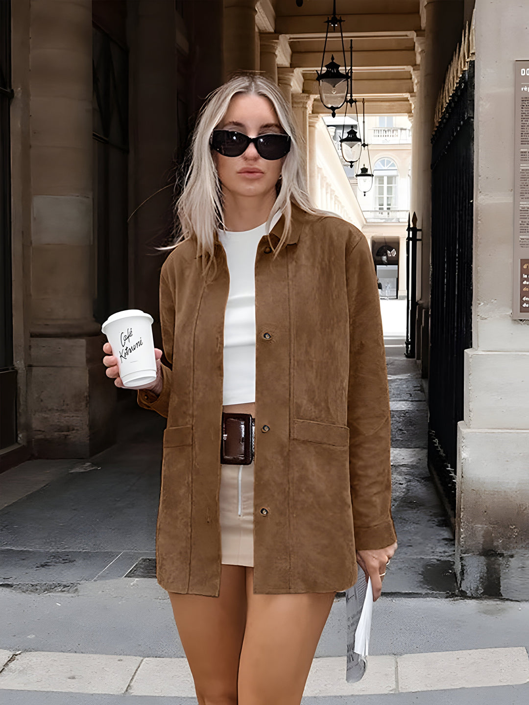 Women's Suede Jacket Oversized Button Up | Workwear