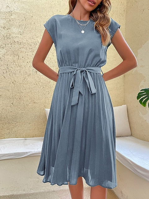 Women’s Summer Dress Midi Pleated | Casual