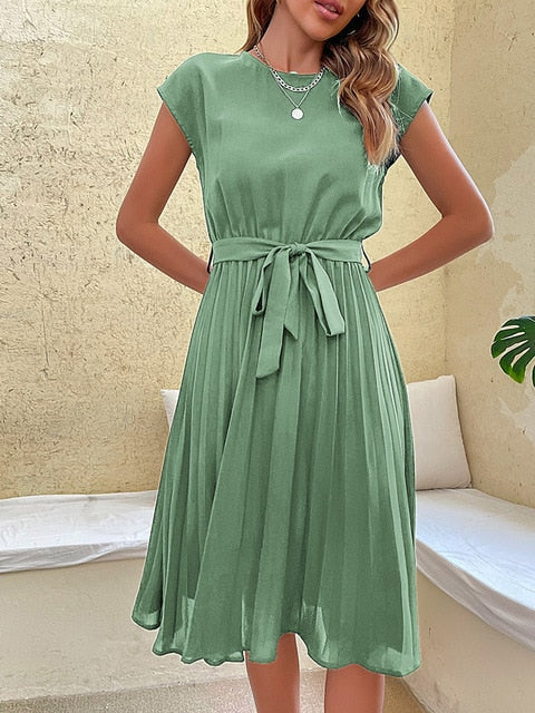 Women’s Summer Dress Midi Pleated | Casual