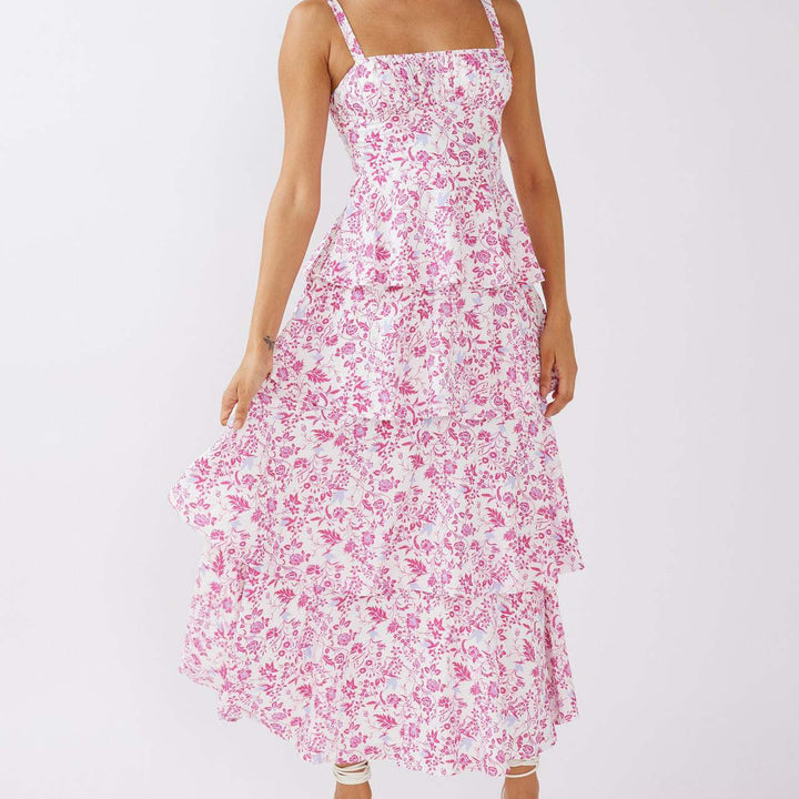 Women’s Sundress Maxi Wedding Guest | Floral Tiered