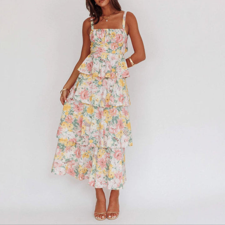 Women’s Sundress Maxi Wedding Guest | Floral Tiered