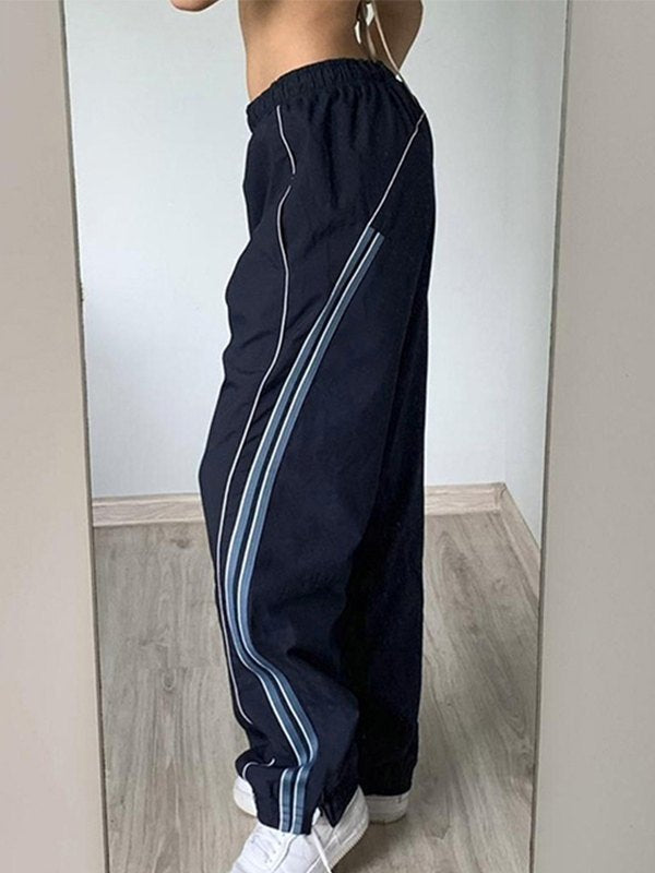 Women's Sweatpants Track Stripe Baggy Elastic Waist | Gym