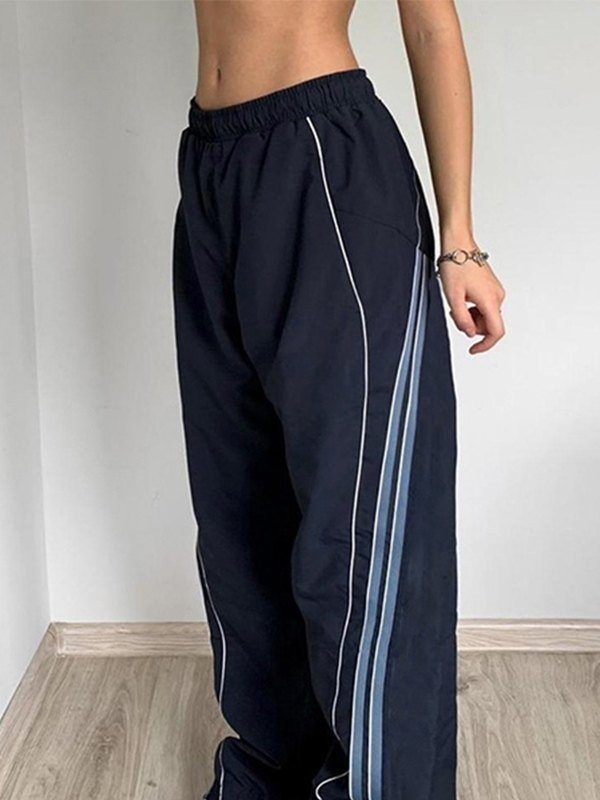 Women's Sweatpants Track Stripe Baggy Elastic Waist | Gym