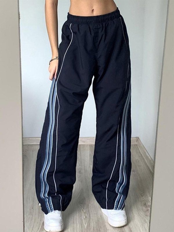 Women's Sweatpants Track Stripe Baggy Elastic Waist | Gym