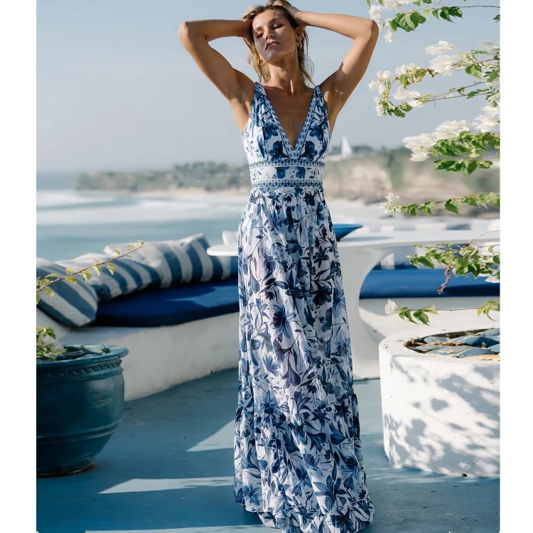Women’s Swimwear Set V Neck One Piece With Skirt | Beach
