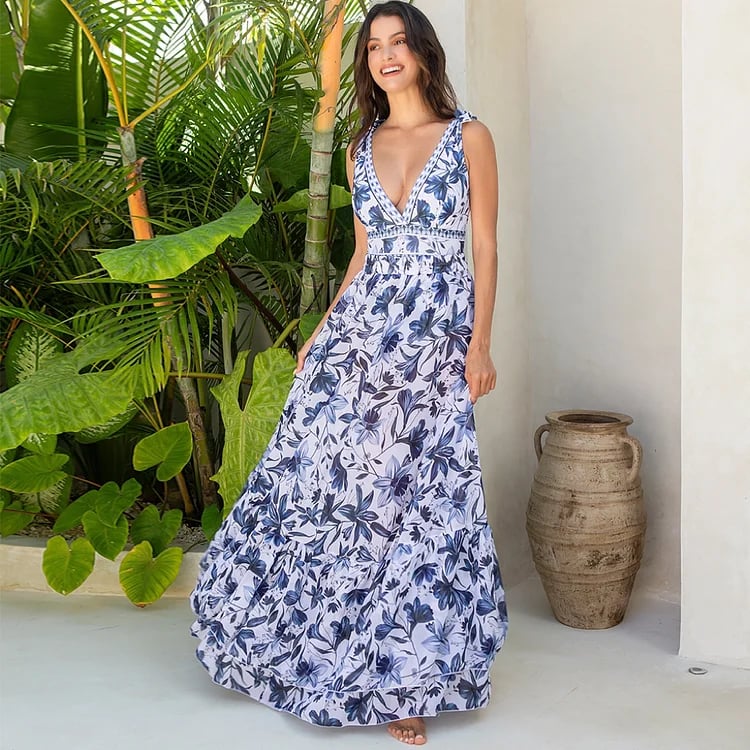 Women’s Swimwear Set V Neck One Piece With Skirt | Beach