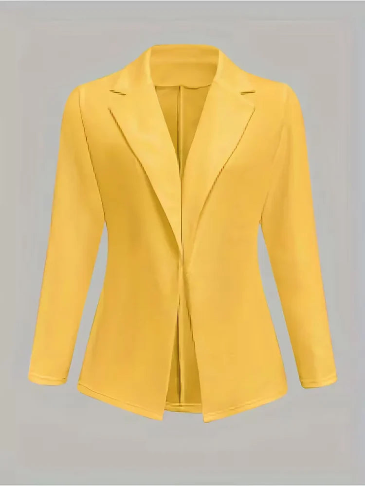Women's Tailored Blazer with Button Cuffs & Lapel | Open Front