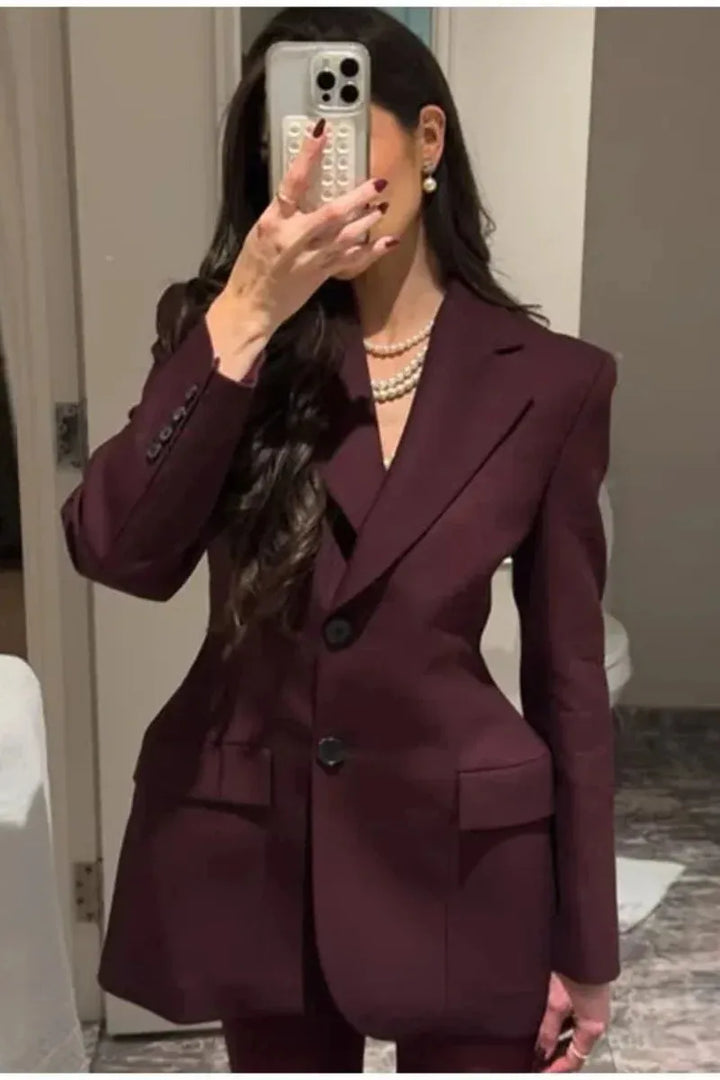Women's Tailored Blazer with Peak Lapel & Pockets | Office