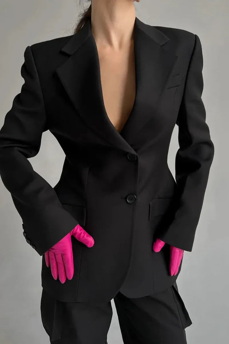 Women's Tailored Blazer with Peak Lapel & Pockets | Office