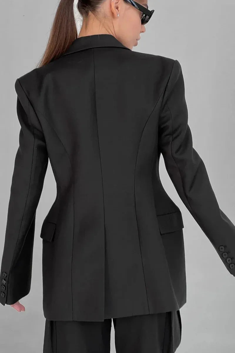 Women's Tailored Blazer with Peak Lapel & Pockets | Office