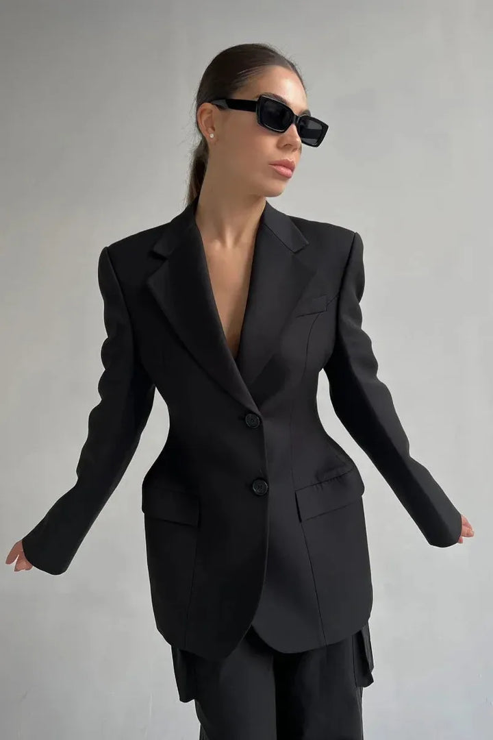 Women's Tailored Blazer with Peak Lapel & Pockets | Office