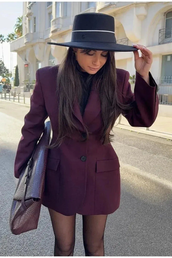 Women's Tailored Blazer with Peak Lapel & Pockets | Office