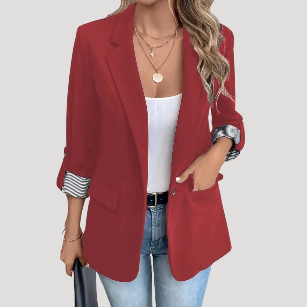 Women's Tailored Blazer with Roll Up Sleeves & Lapel | Casual