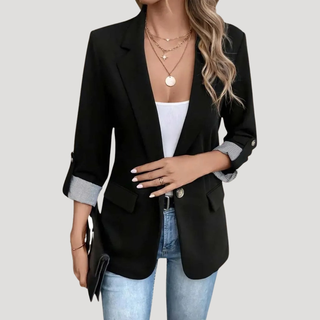 Women's Tailored Blazer with Roll Up Sleeves & Lapel | Casual
