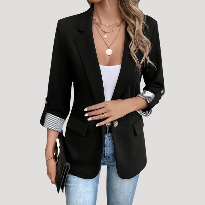 Women's Tailored Blazer with Roll Up Sleeves & Lapel | Casual