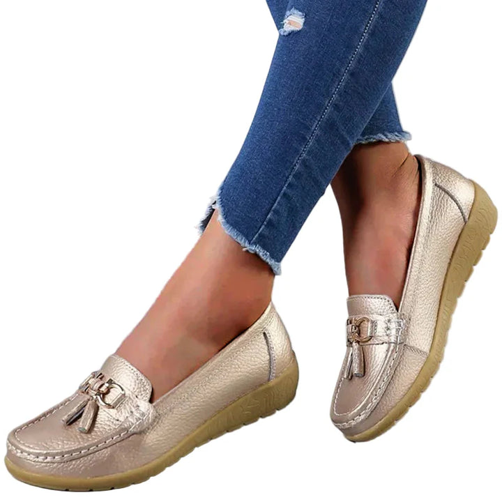 Women's Tassel Loafers with Metal Ring Detail | Work Flats
