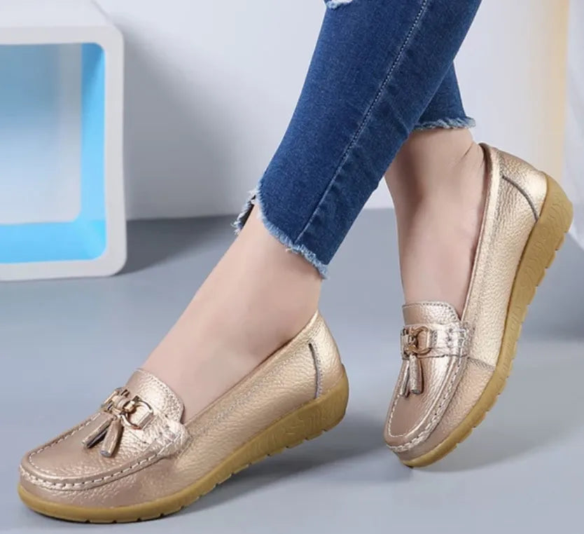 Women's Tassel Loafers with Metal Ring Detail | Work Flats