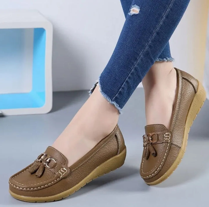 Women's Tassel Loafers with Metal Ring Detail | Work Flats