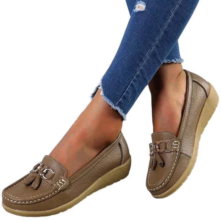 Women's Tassel Loafers with Metal Ring Detail | Work Flats