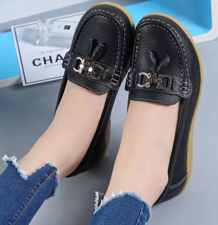 Women's Tassel Loafers with Metal Ring Detail | Work Flats